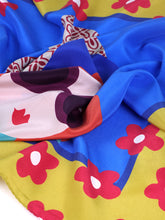 Foulard giallo 70x70cm in seta crespo stampata LADY